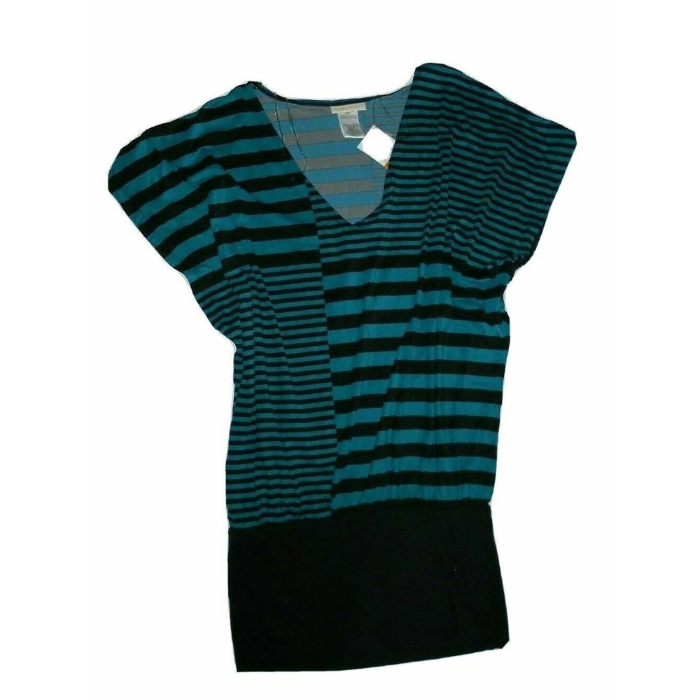 Michael Kors Lux Teal stripe‎ Caftan swim cover up Size Small S $98